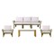 Southern Enterprises 4-Piece Acacia Wood Brendina Outdoor Conversation Set with White Cushions